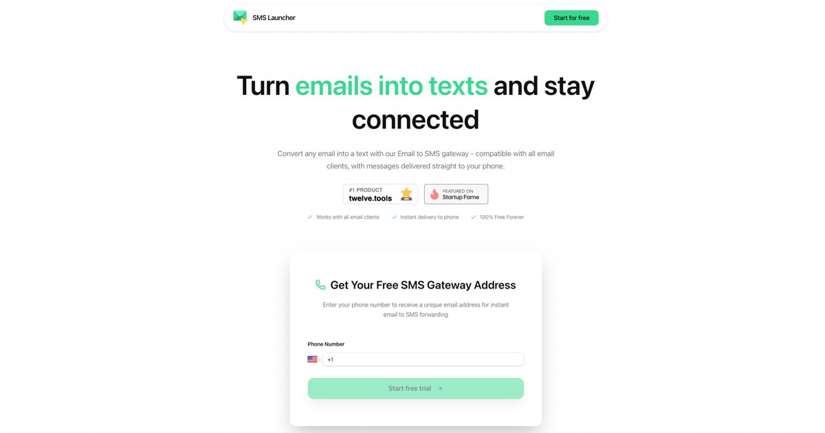 SMS Launcher website preview