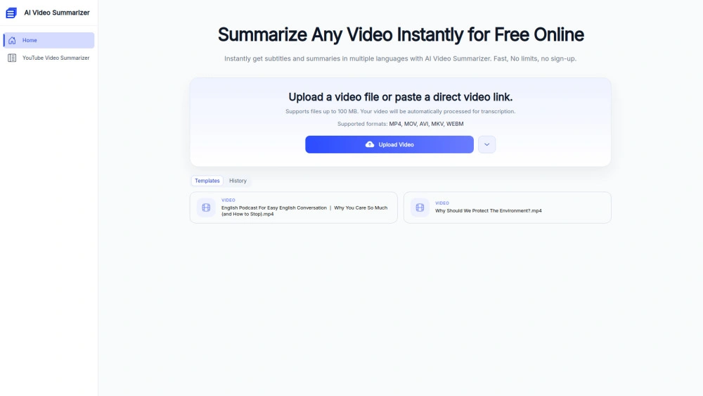 AI Video Summarizer: Convert Any Video to Text Online preview