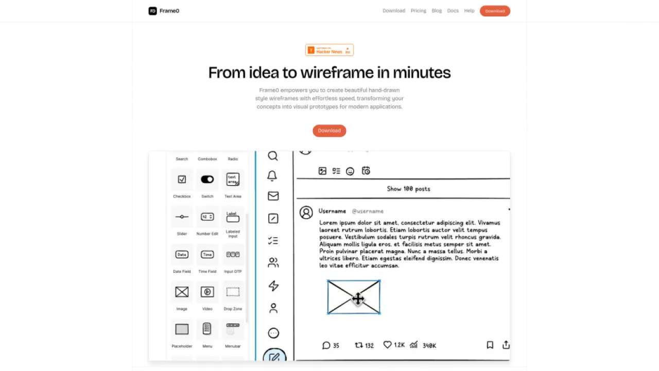 Frame0 website preview