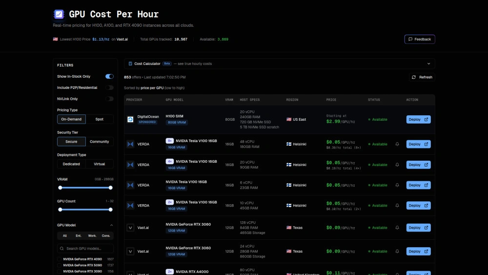 GPU Per Hour preview
