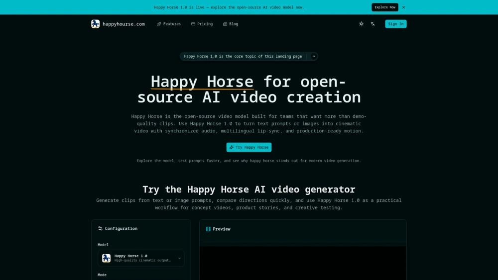 Happy Horse website preview