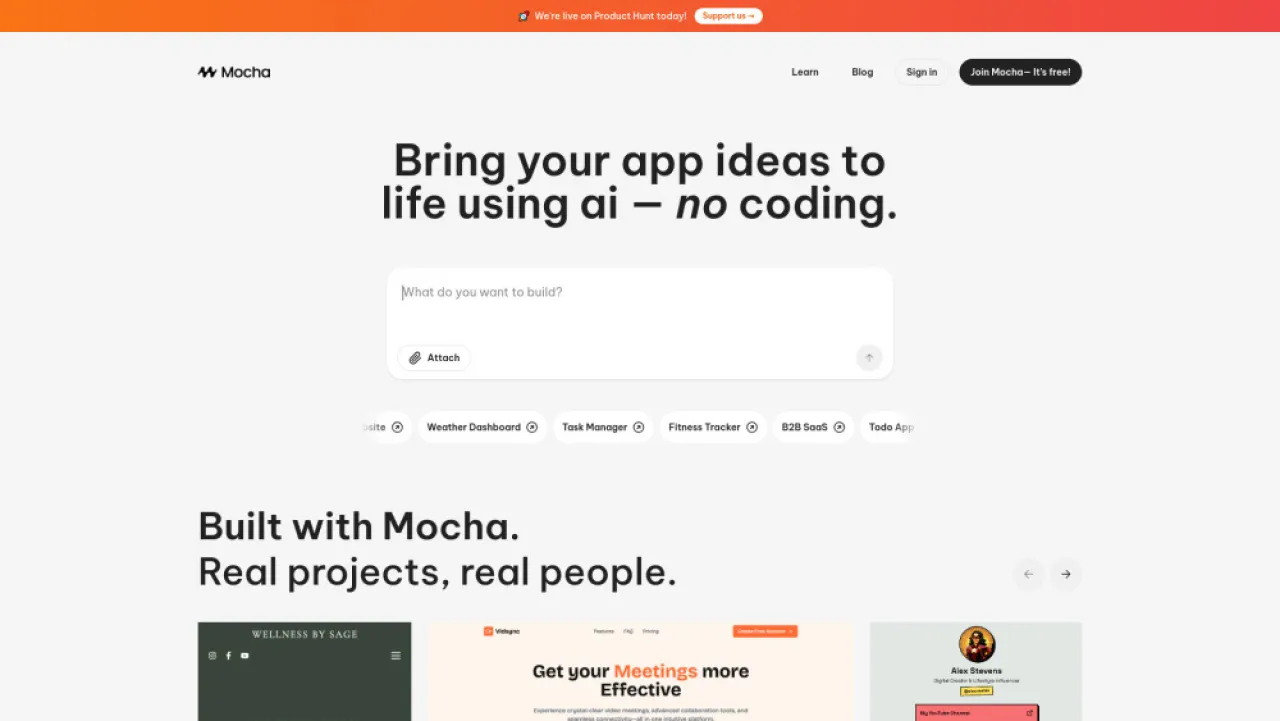 Mocha website preview