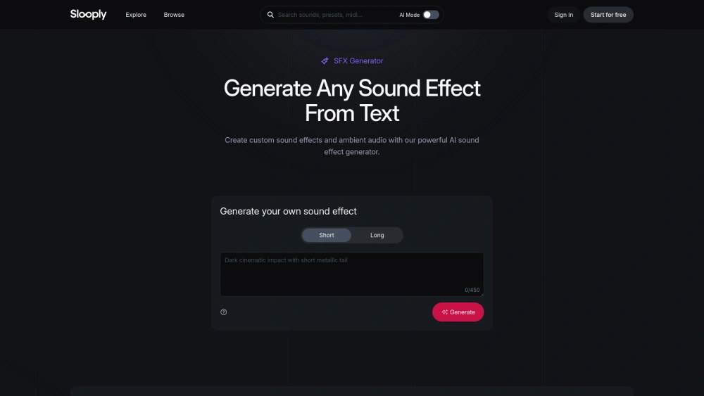 SFX Generator - Generate Any Sound Effect From Text