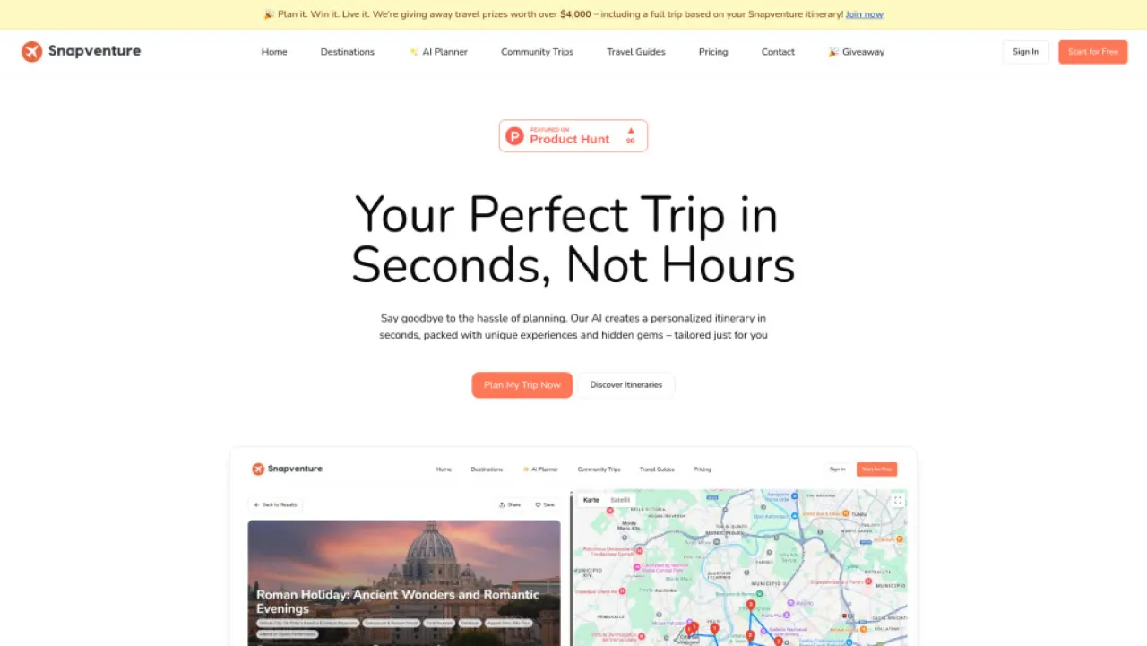 Snapventure website preview
