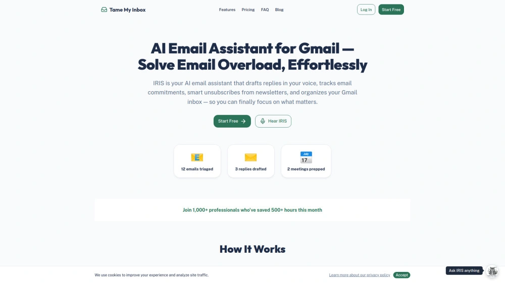 Tame My Inbox website preview