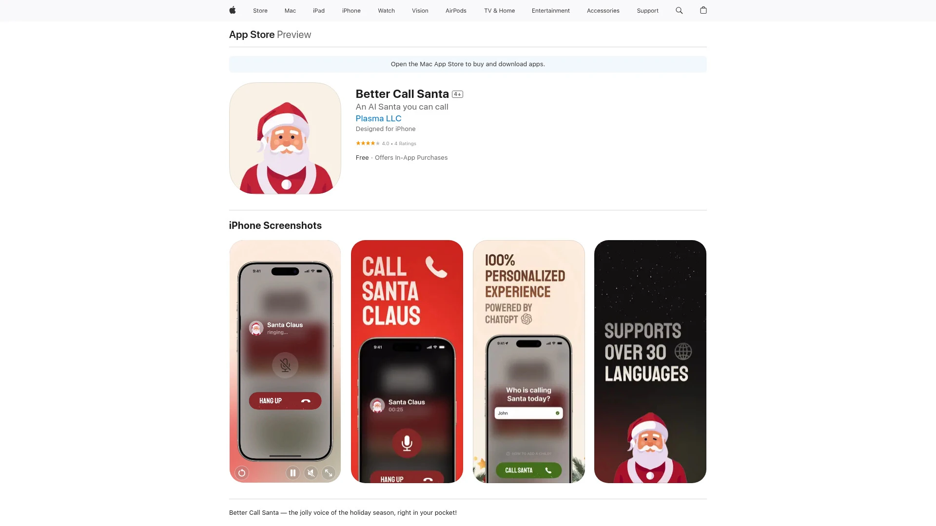 Better Call Santa website preview