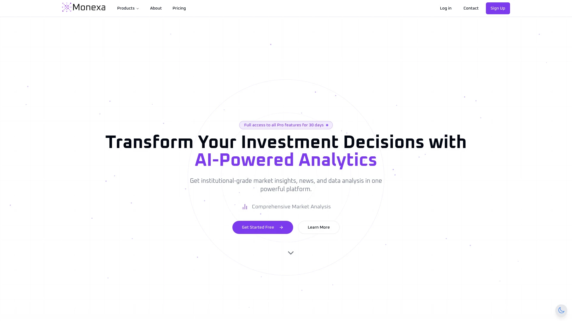 Monexa - Financial Analysis Platform website preview