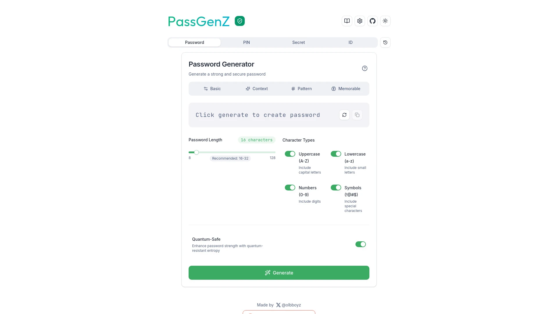 PassGenZ website preview