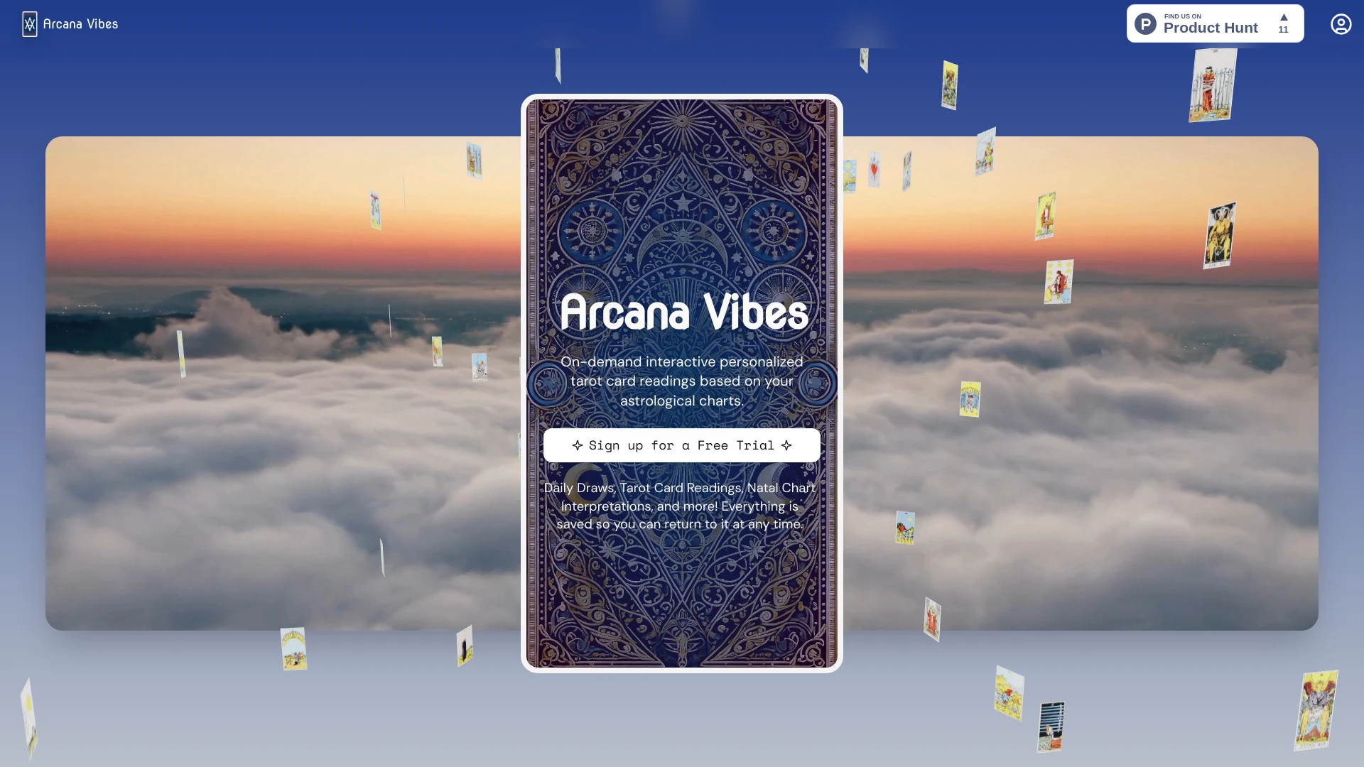 Arcana Vibes website preview