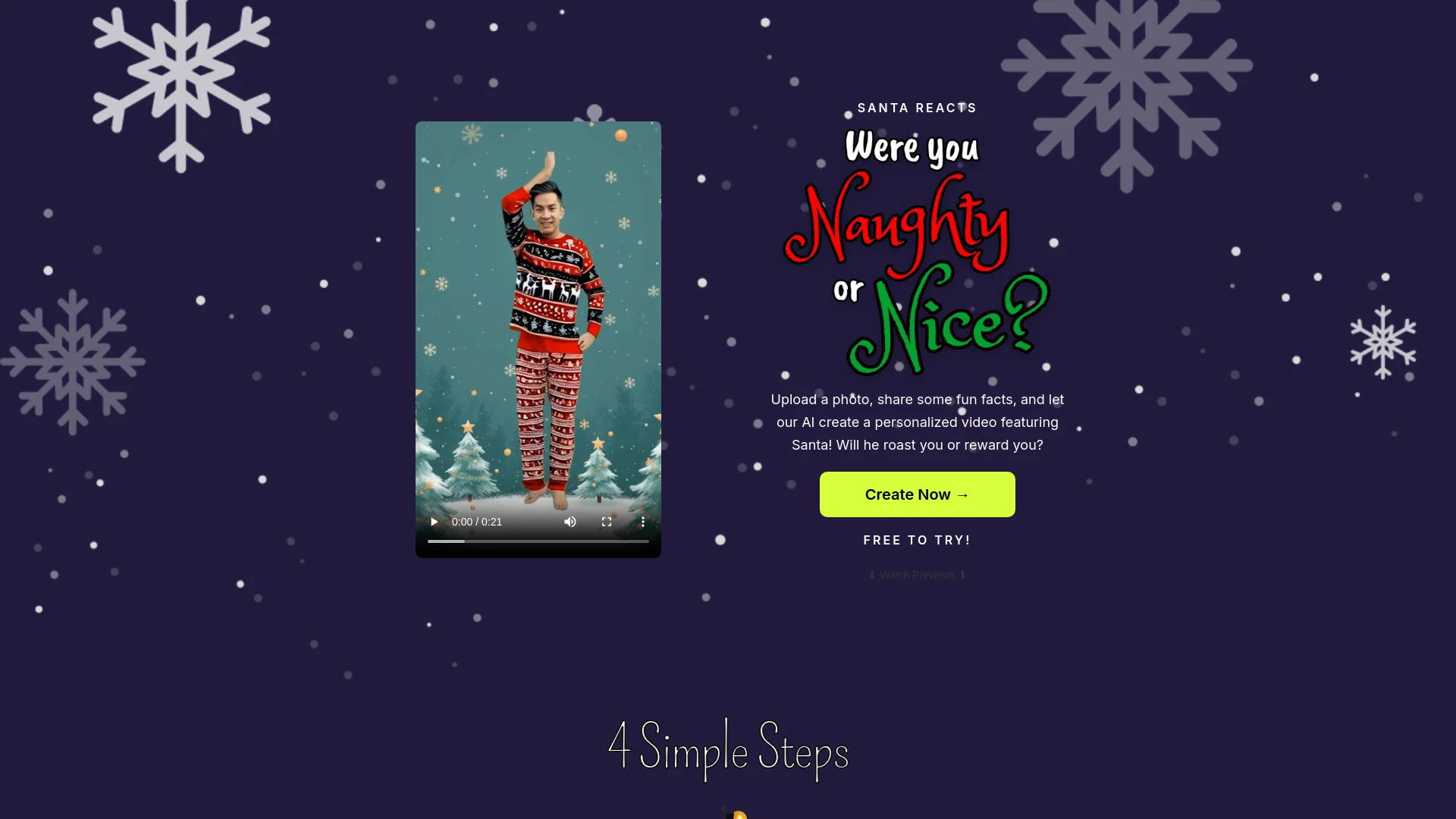 Naughty or Nice Santa Video website preview