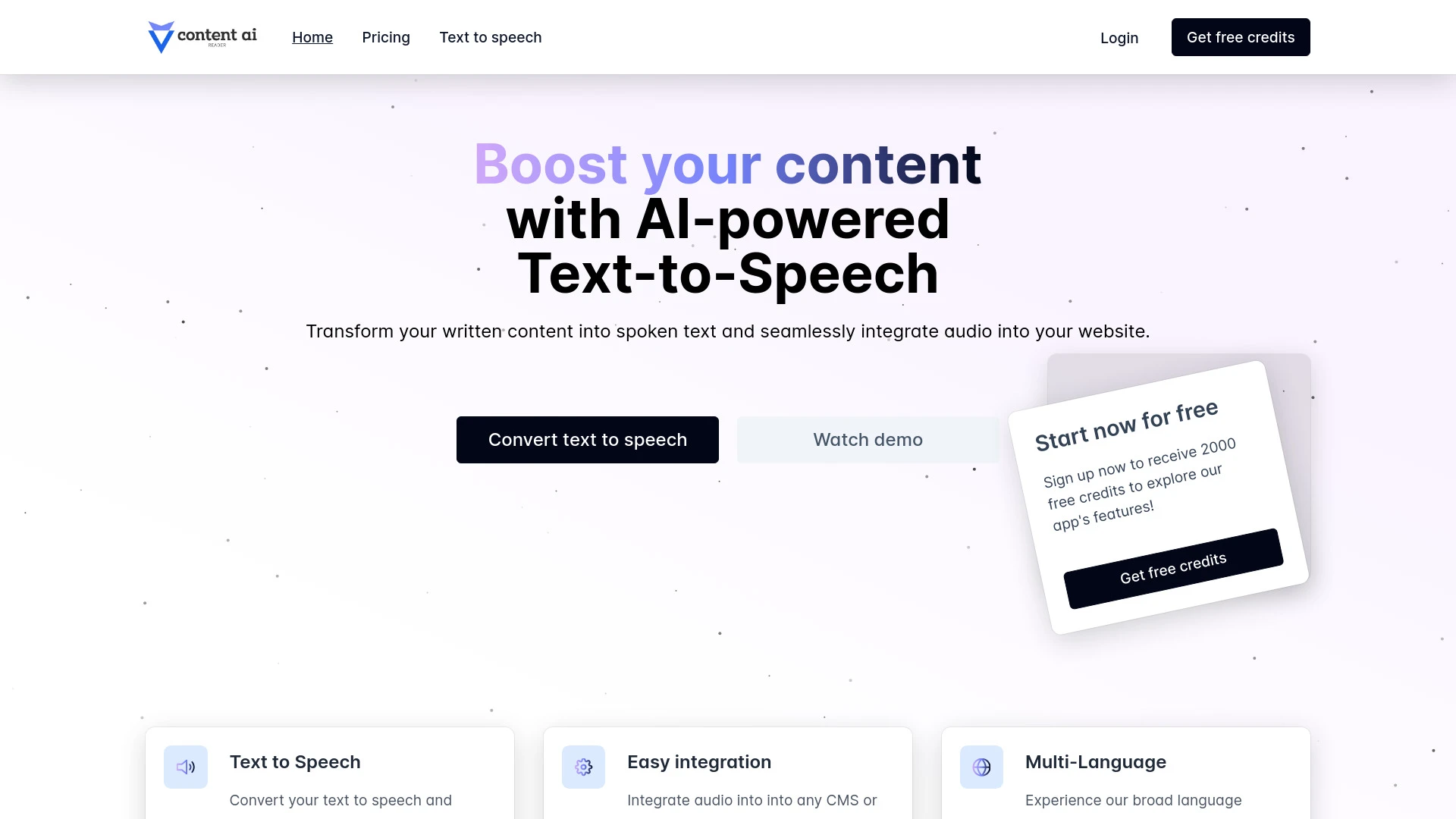 Content AI Reader website preview