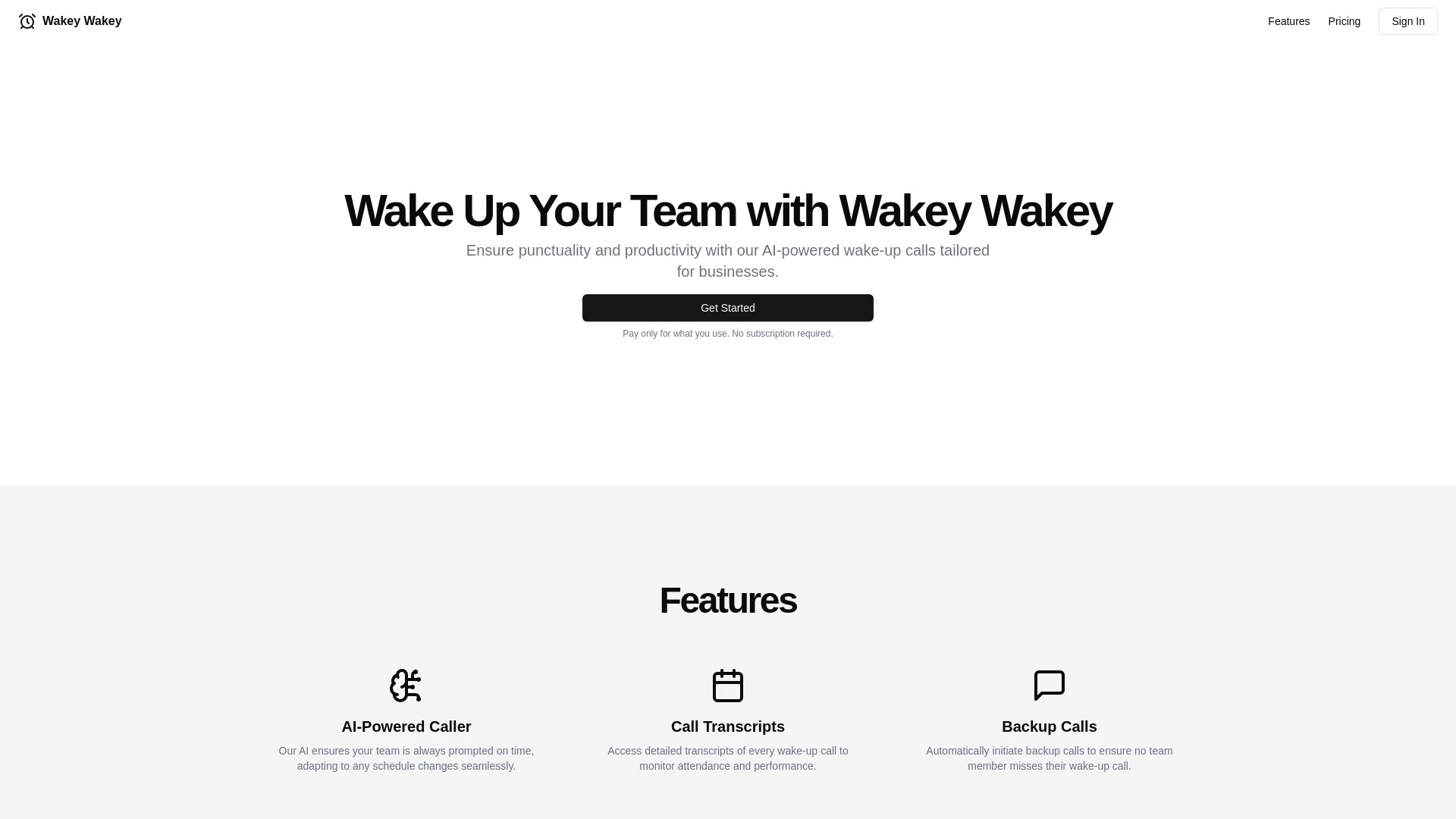 Wakey Wakey website preview