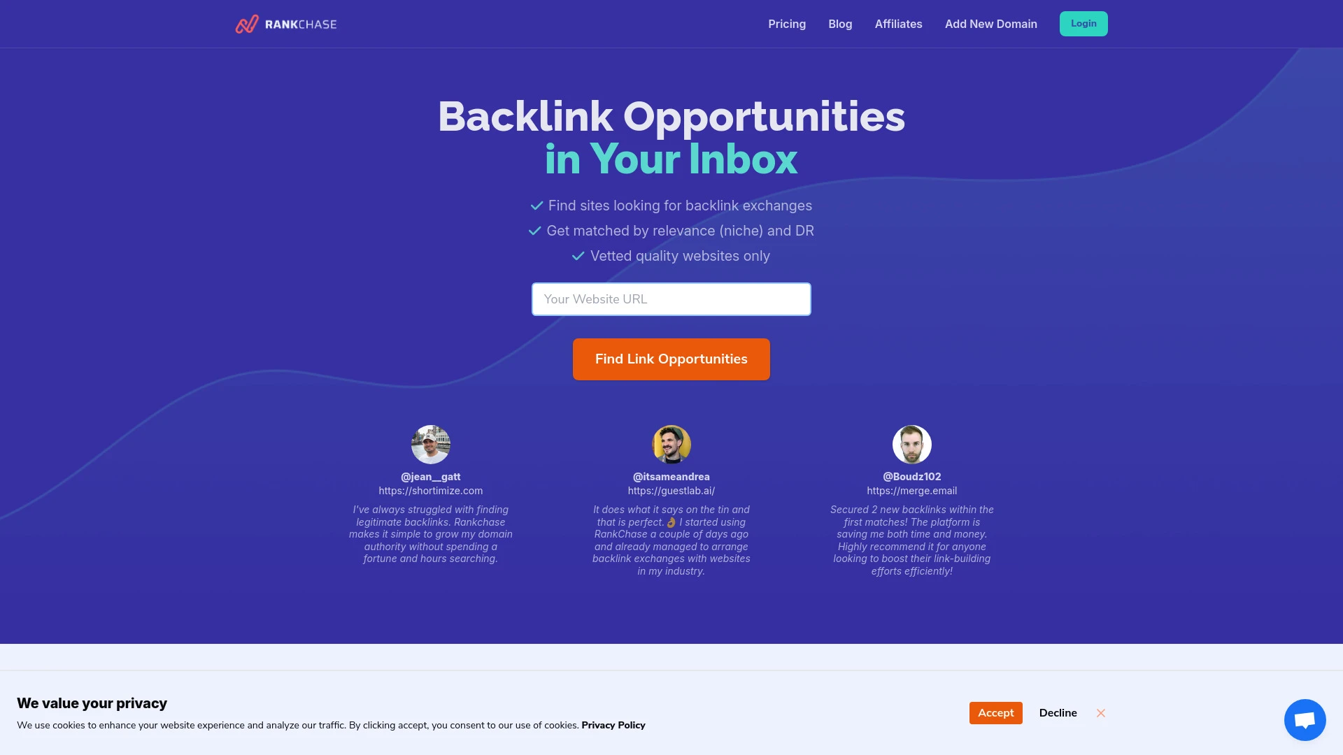 RankChase website preview