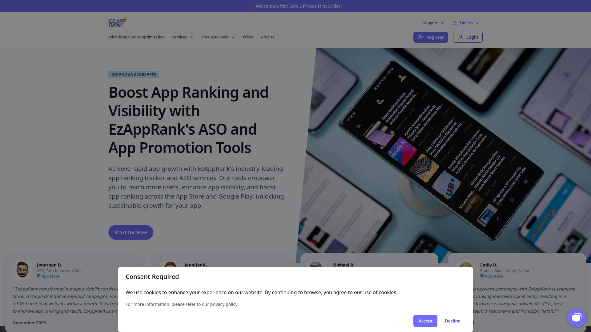 EzAppRank website preview