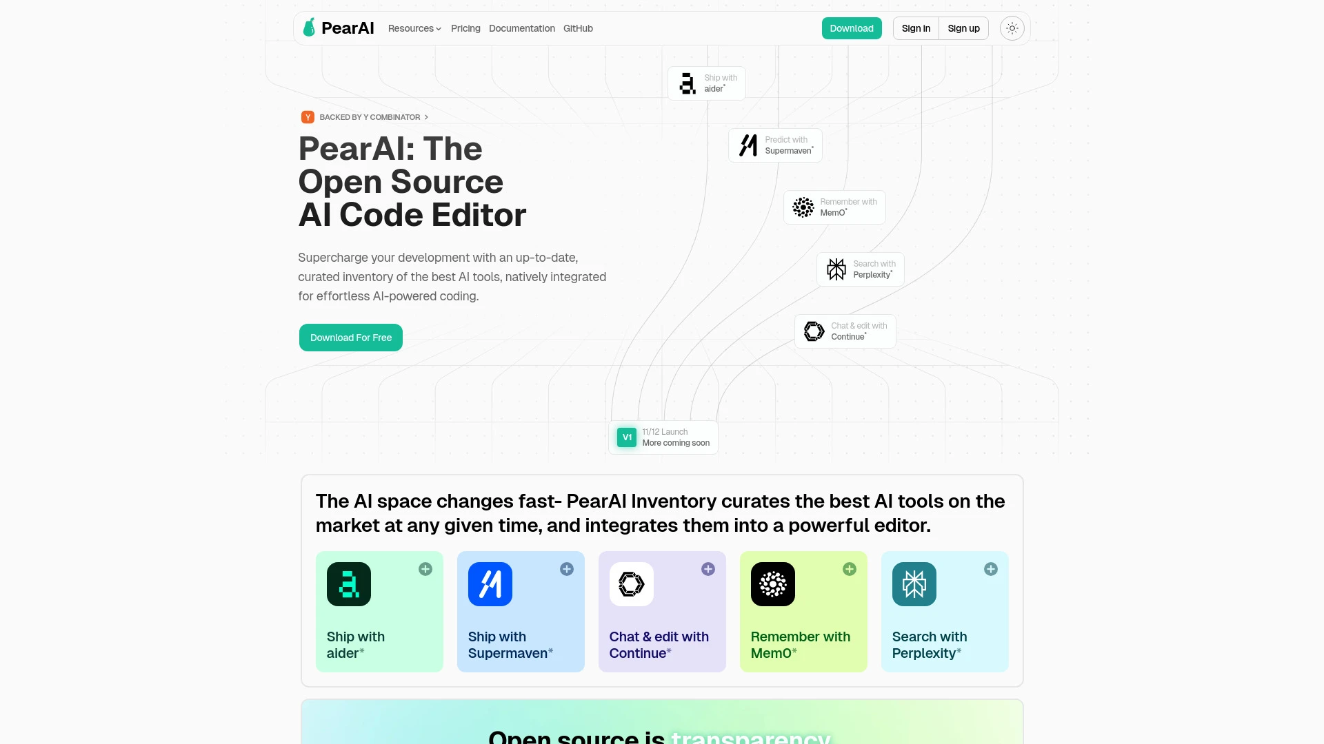 PearAI website preview