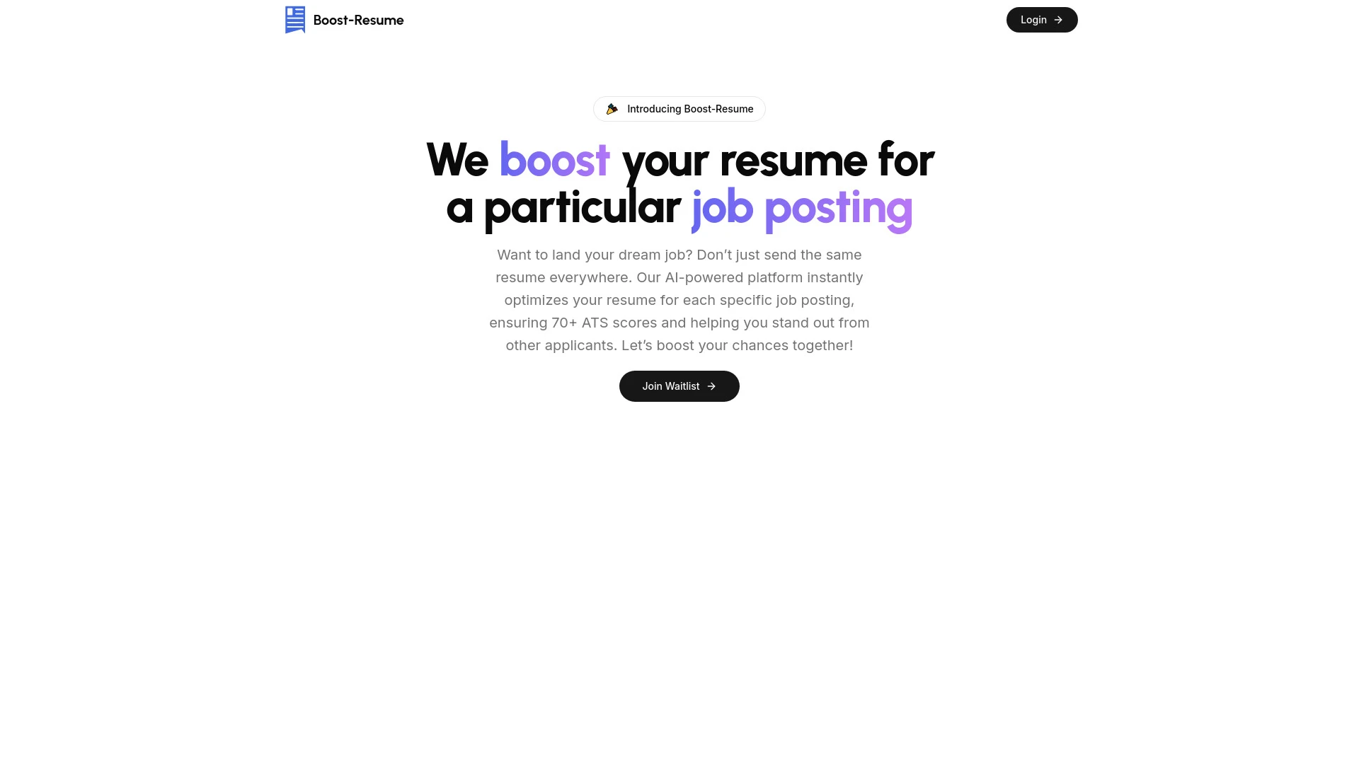 Boost-Resume website preview