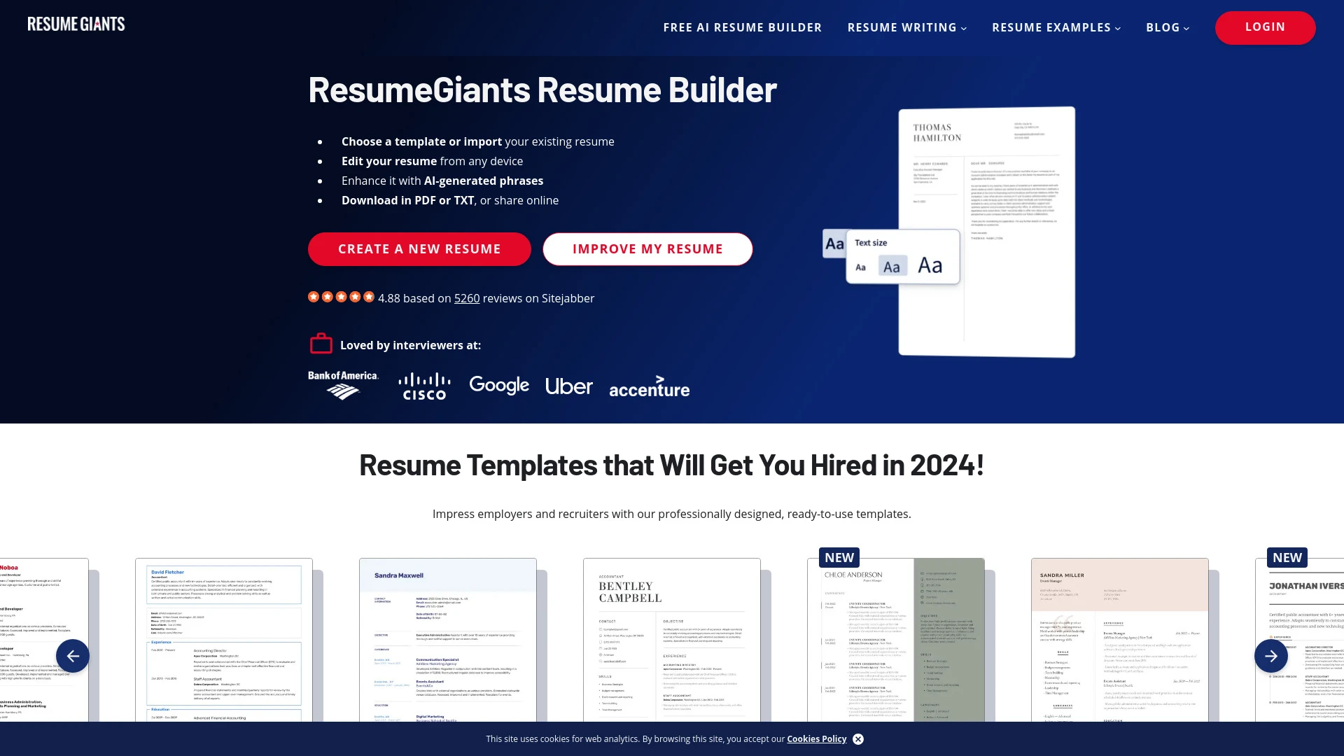 ResumeGiants website preview