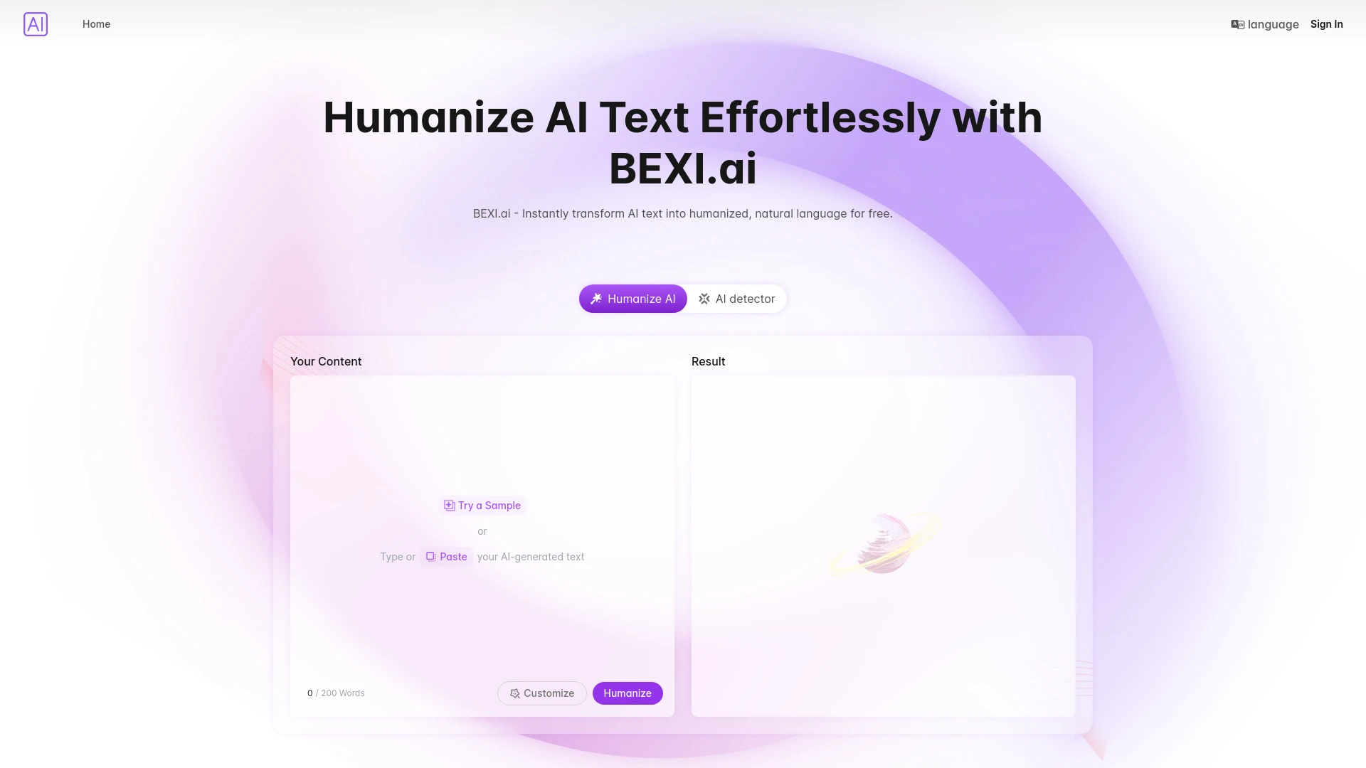 BEXI.ai website preview