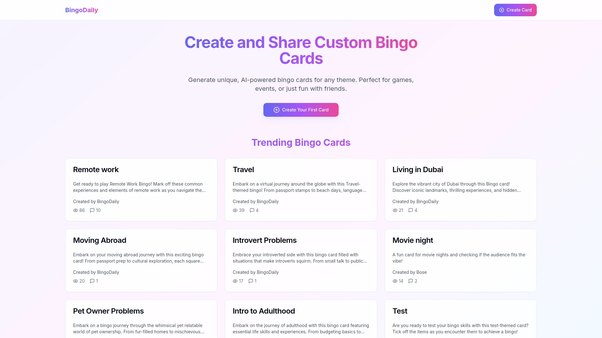 BingoDaily website preview