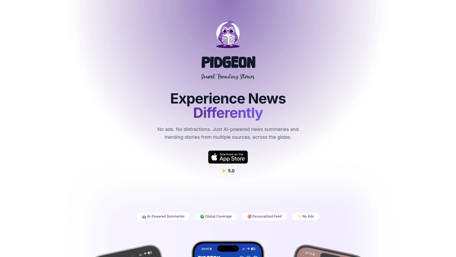 Pidgeon website preview