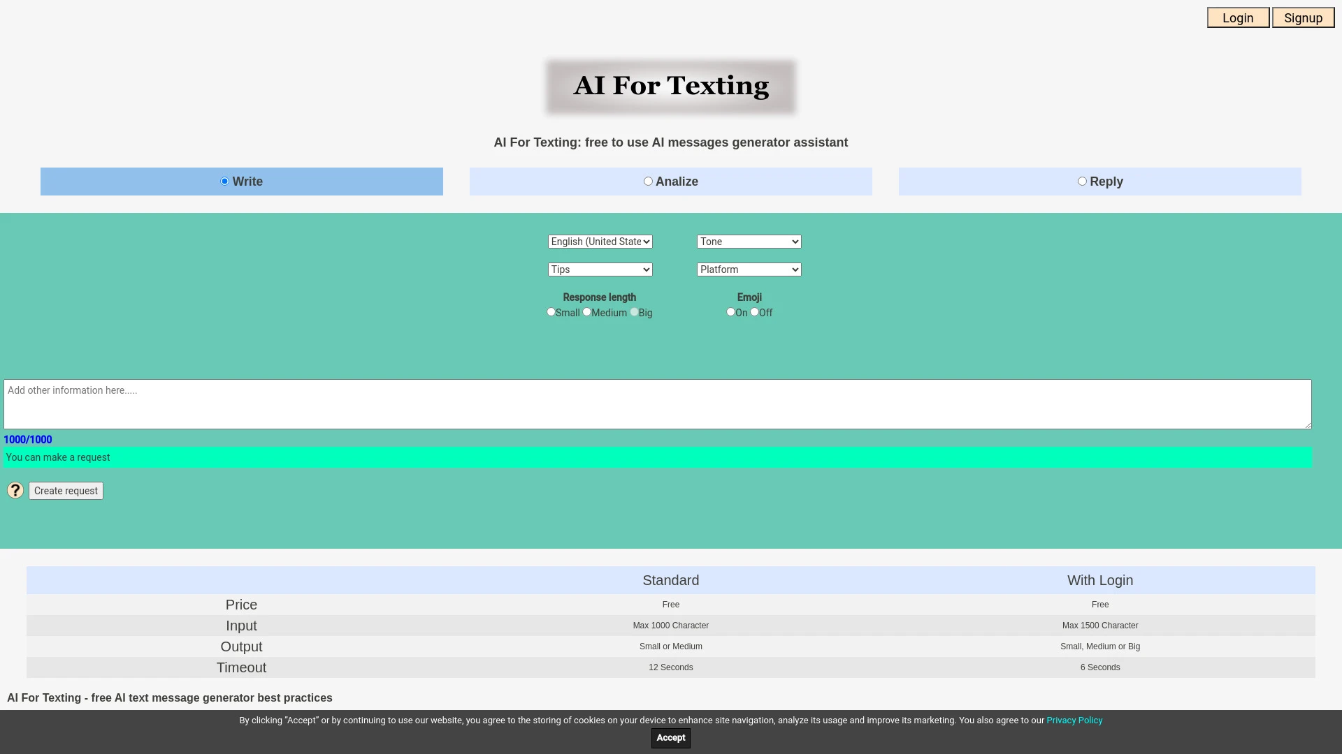 AI For Texting website preview