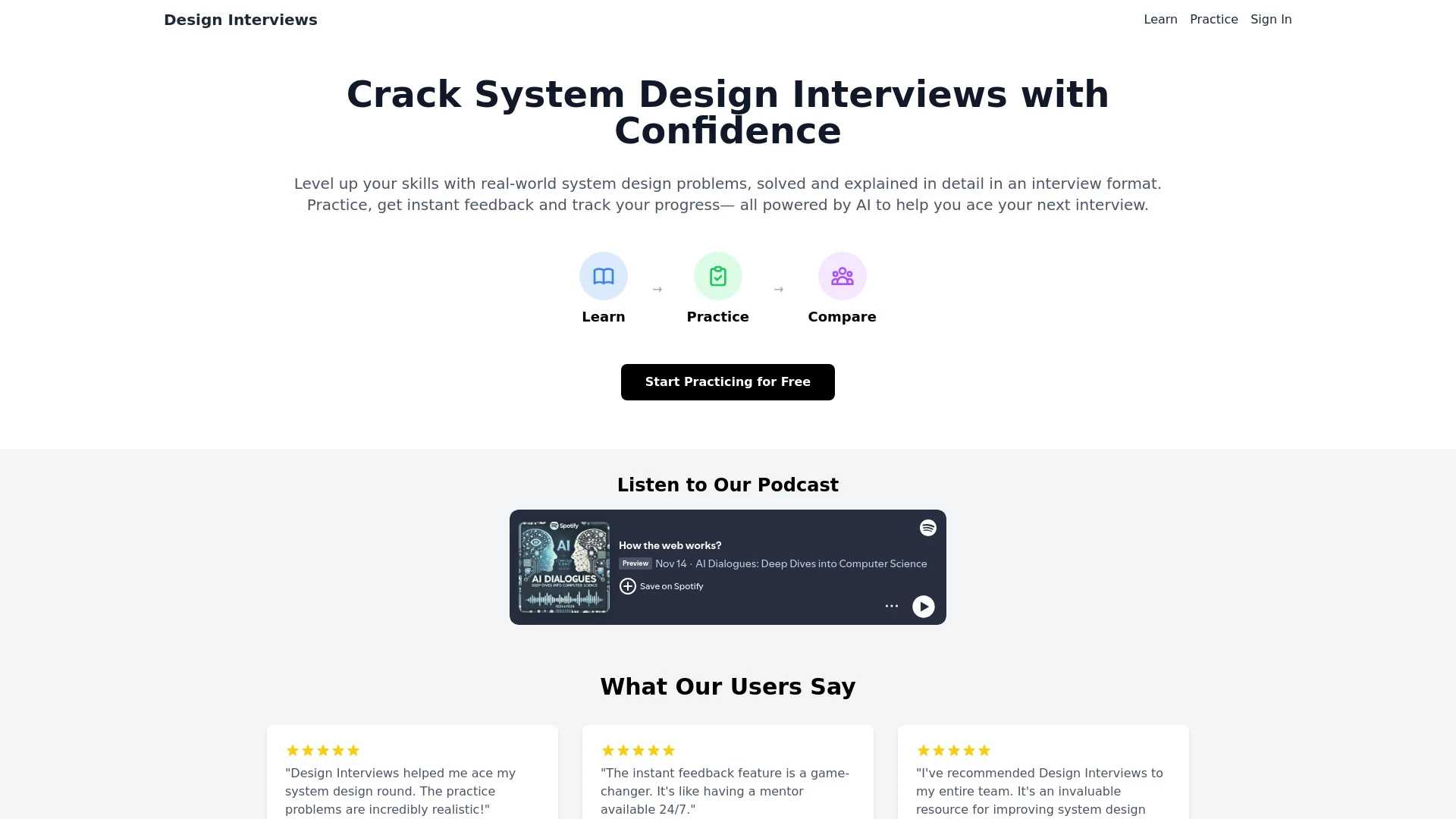 Design Interviews website preview