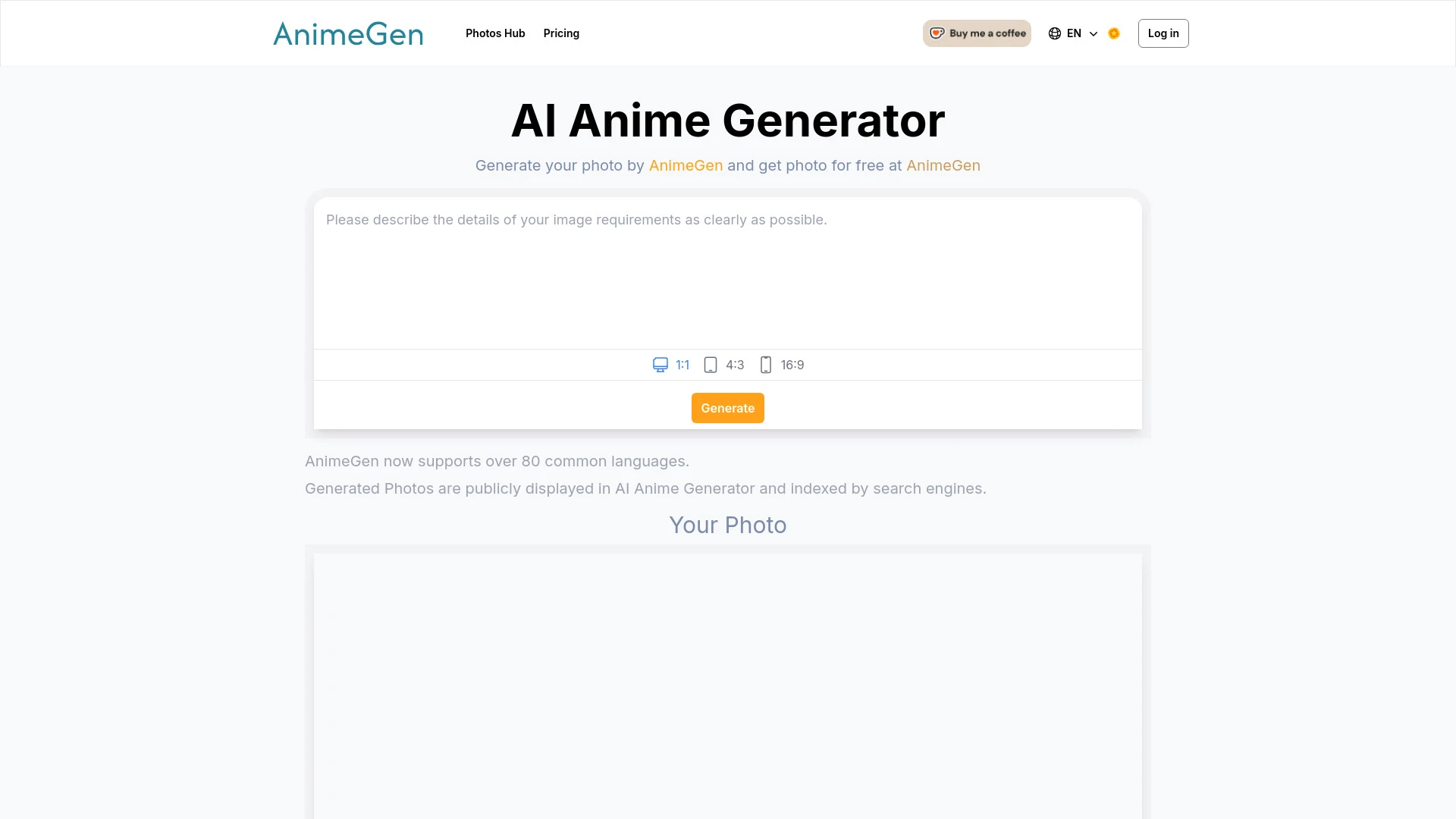 AnimeGen website preview