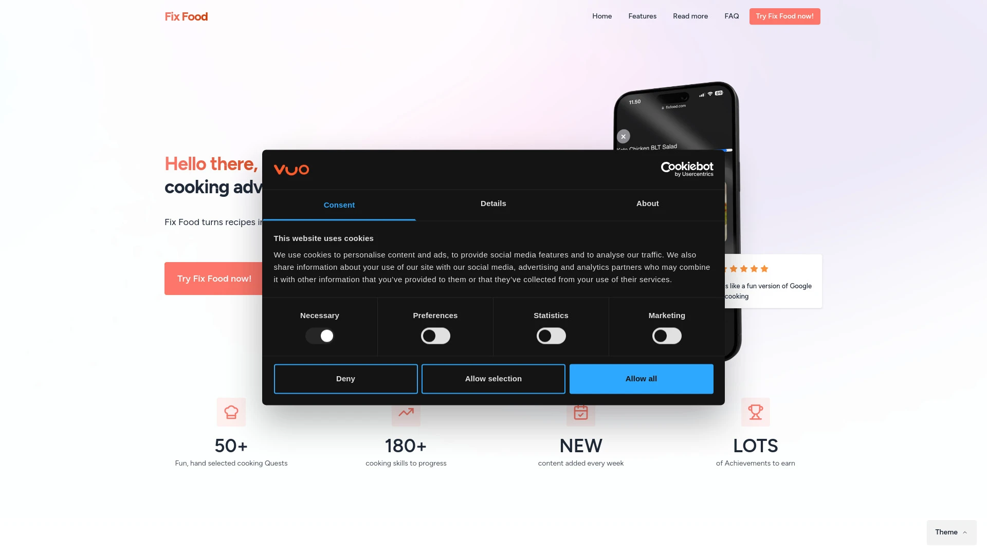 Fix Food website preview