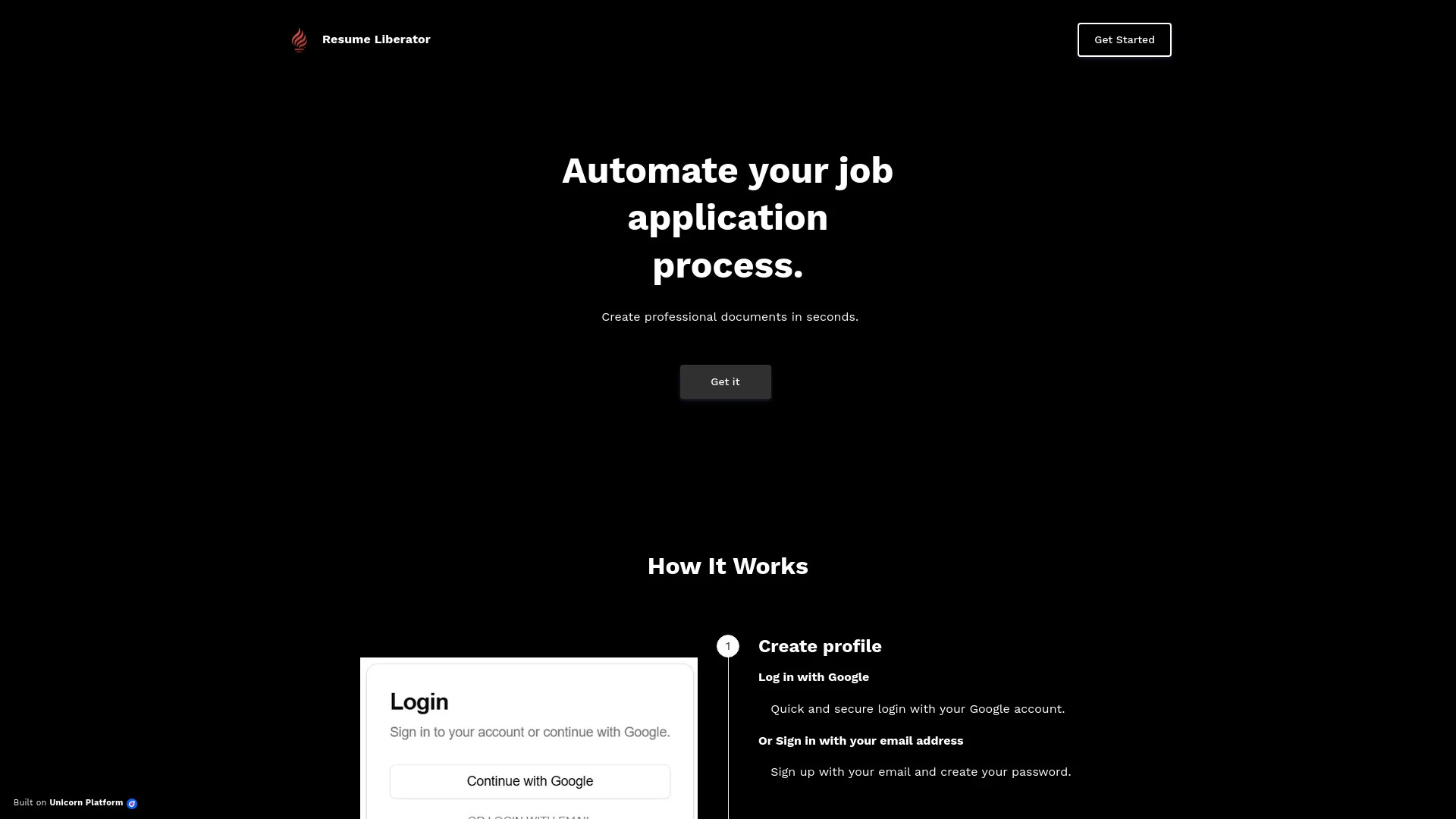 Resume Liberator website preview