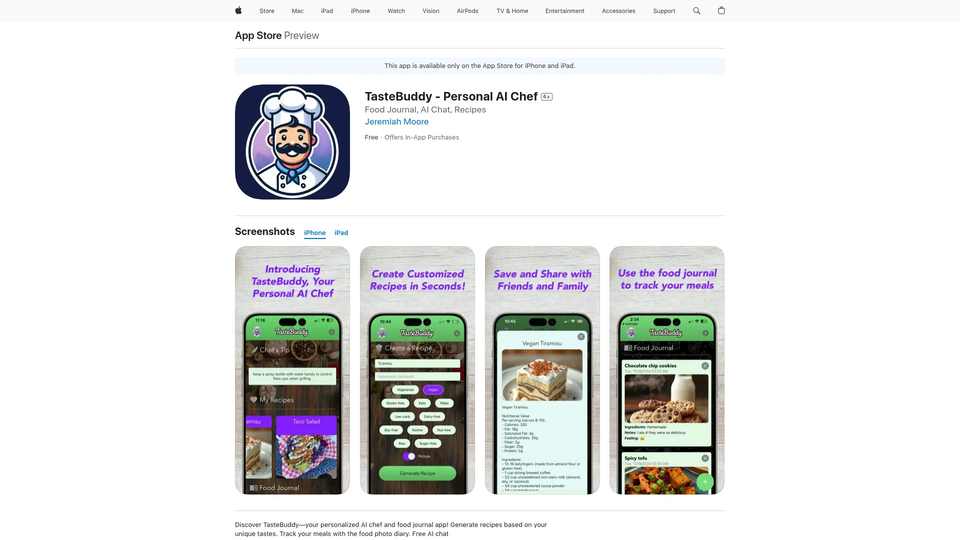 TasteBuddy website preview