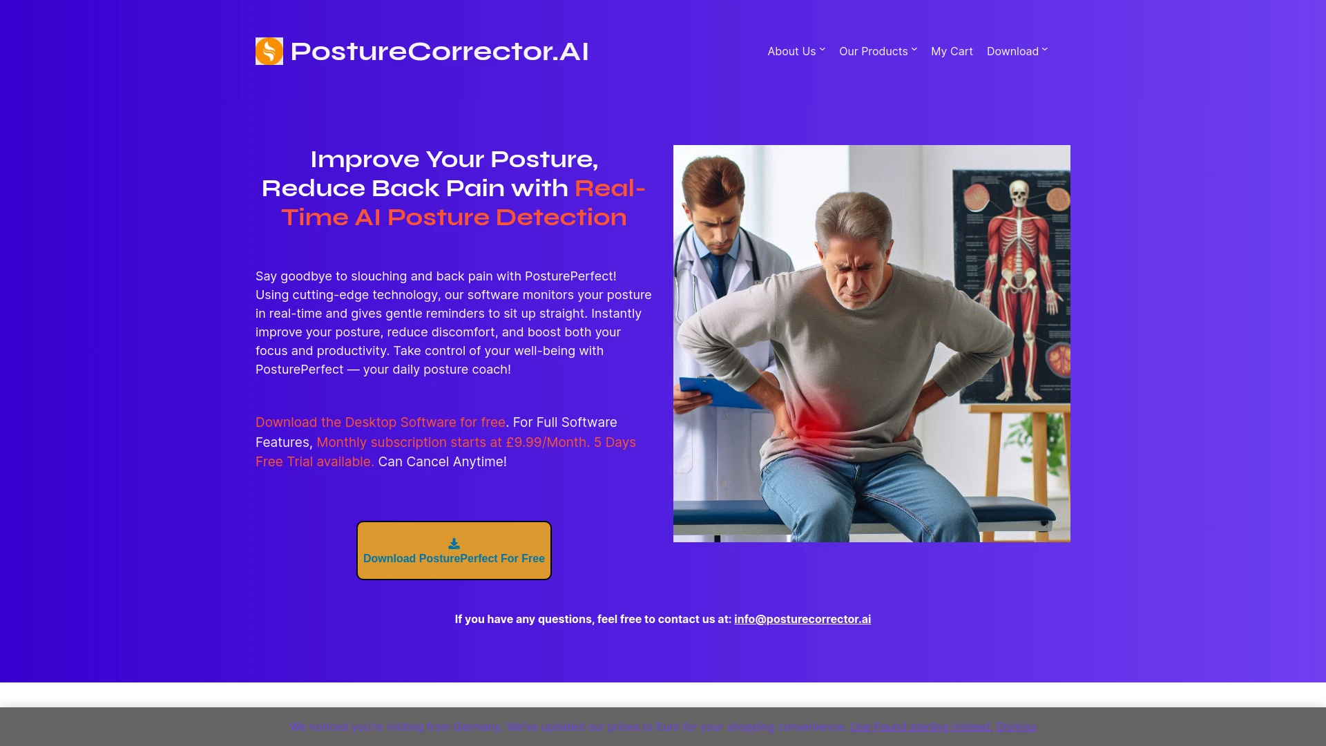 PostureCorrector.ai website preview