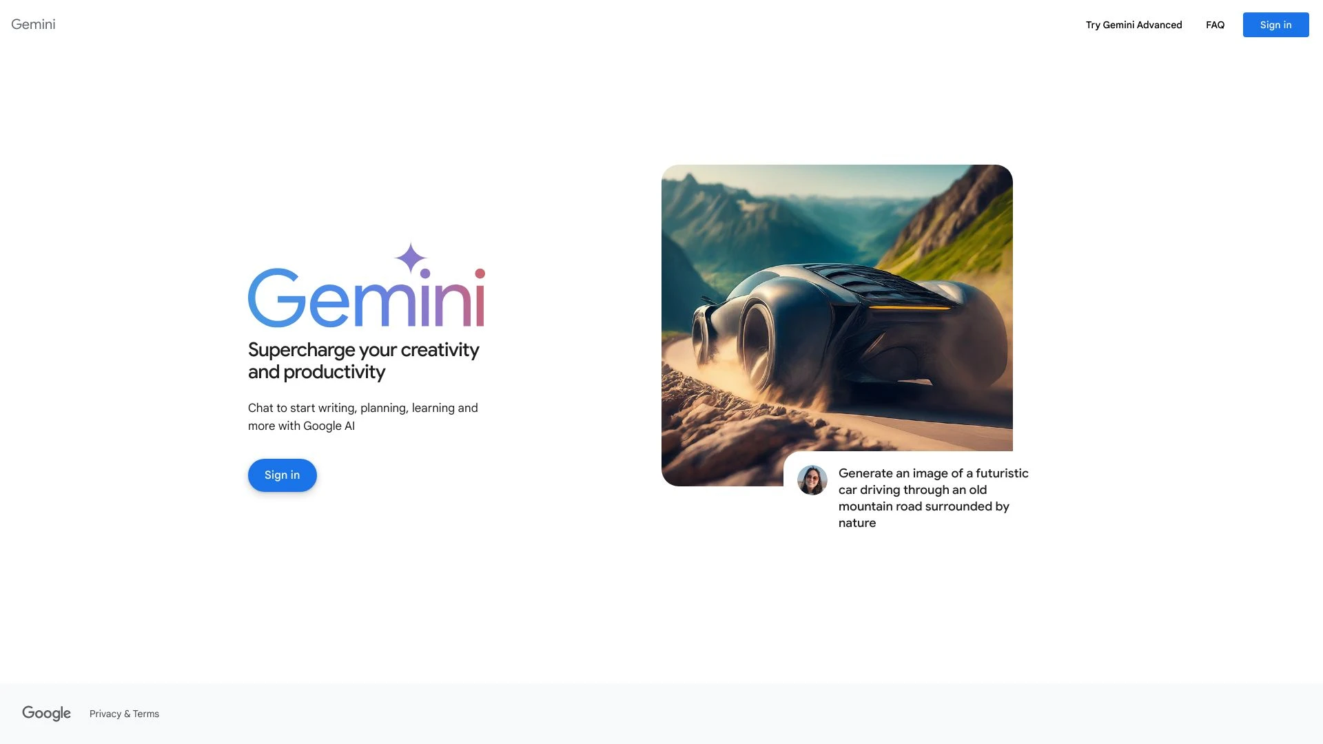 Gemini website preview