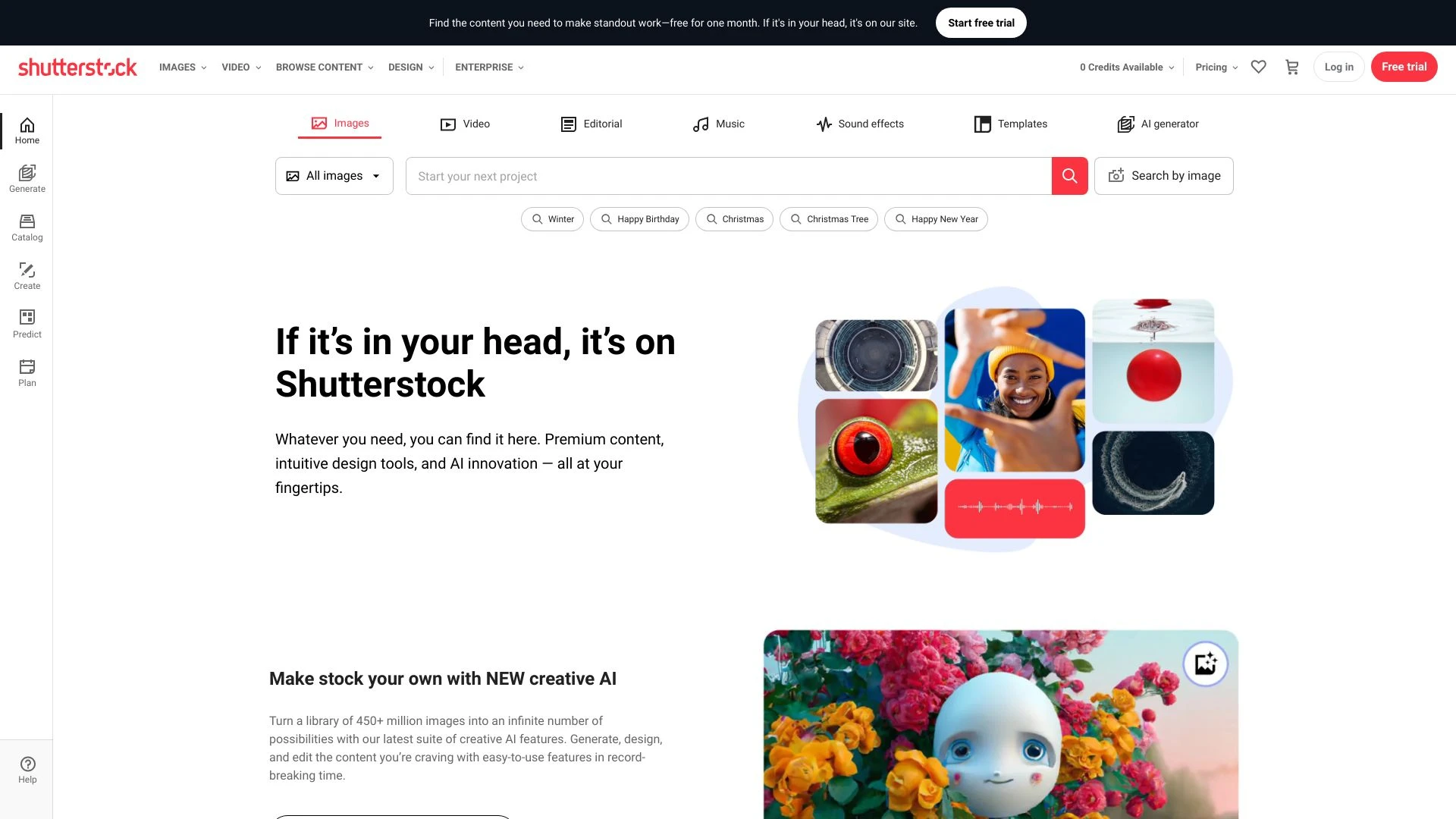 Shutterstock website preview