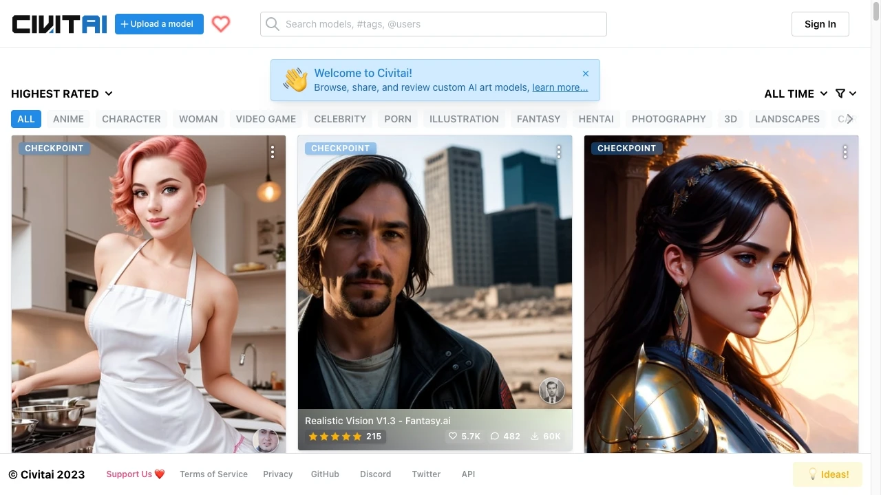 Civitai website preview