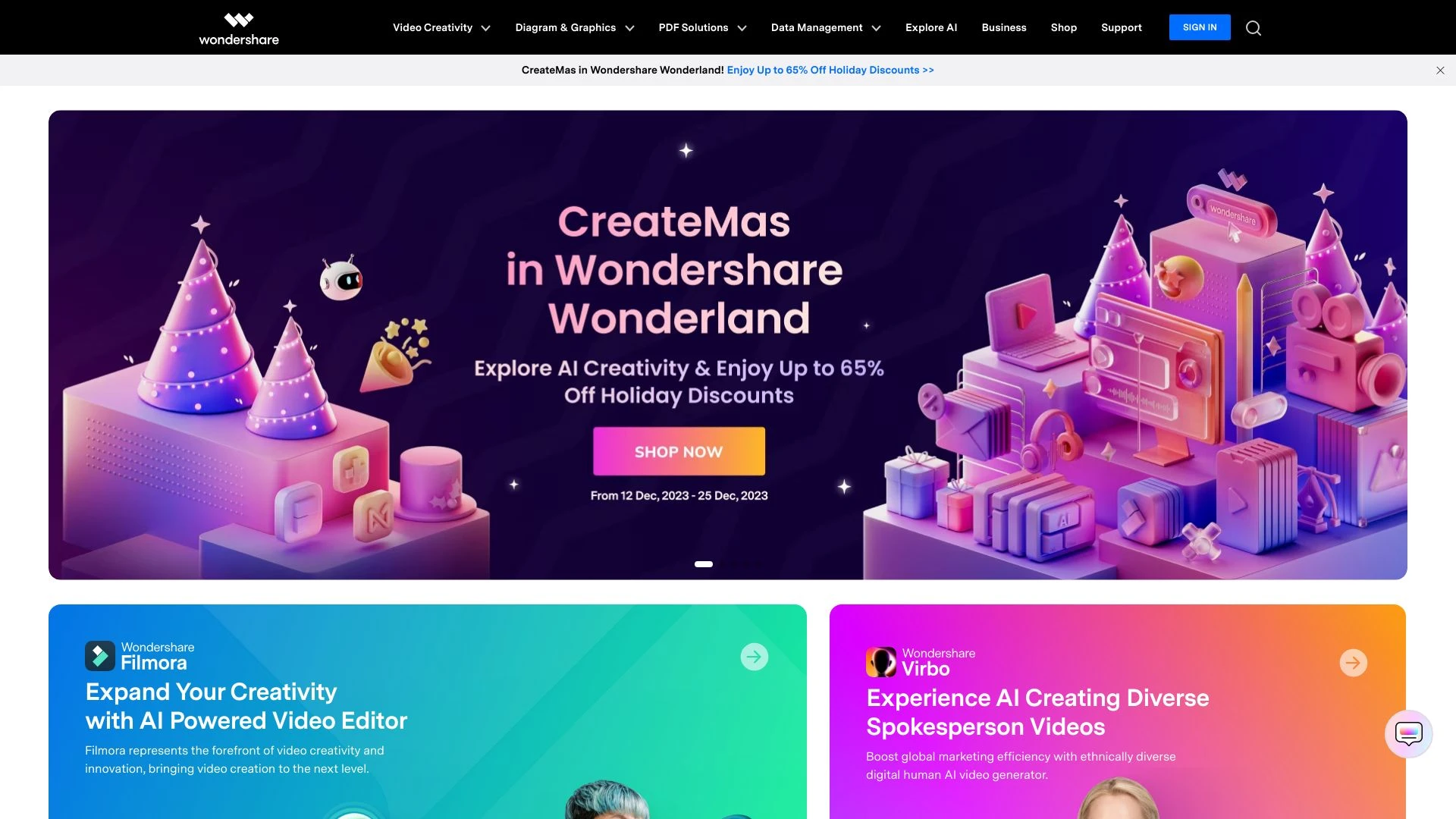 Wondershare website preview