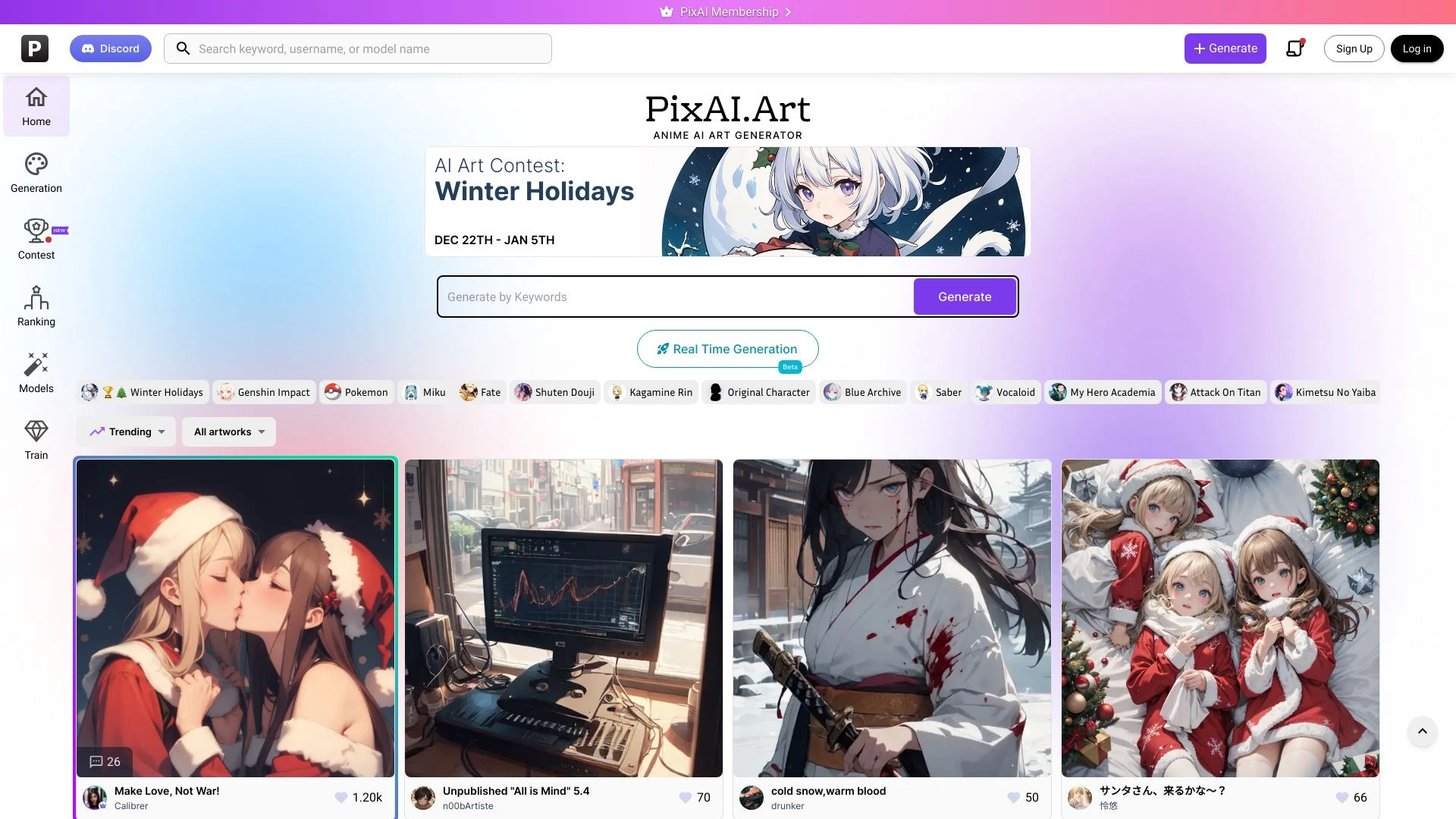 PixAI - AI Art Generator website preview