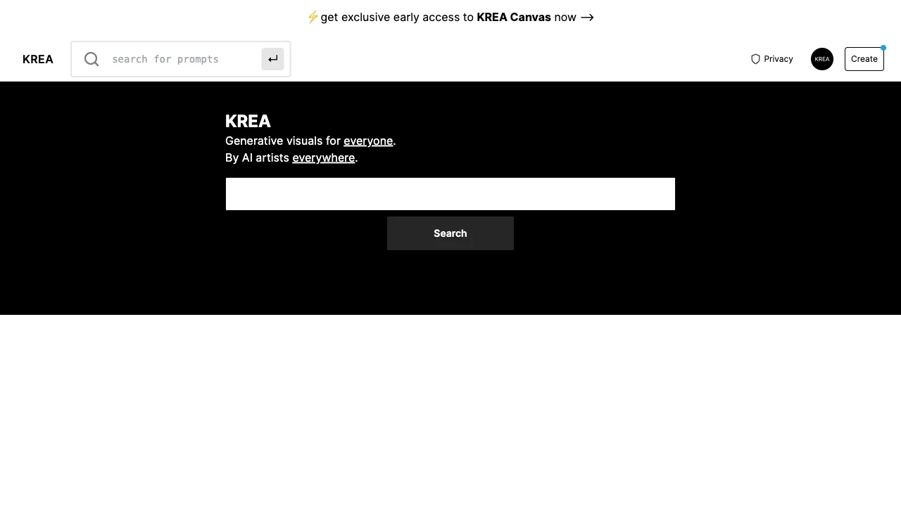 KREA website preview