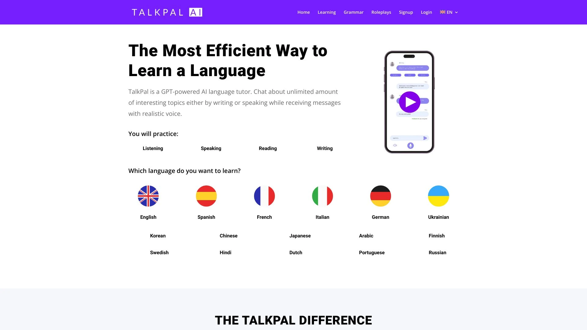 TalkPal website preview