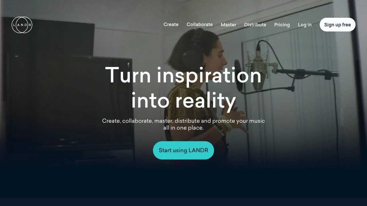 LANDR: Creative Tools for Musicians website preview