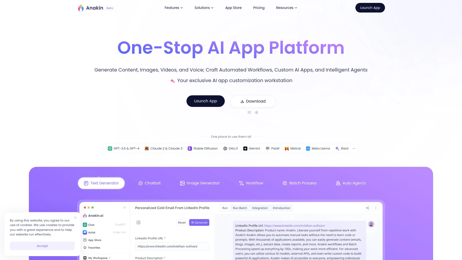 Anakin.ai website preview