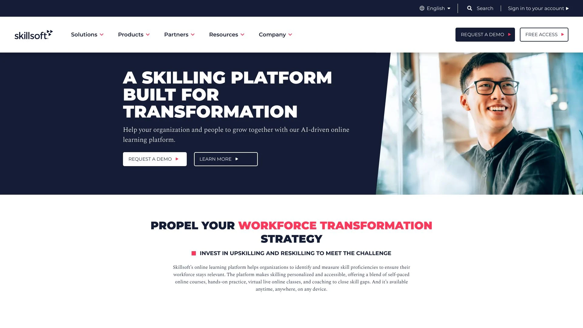 Skillsoft Percipio website preview