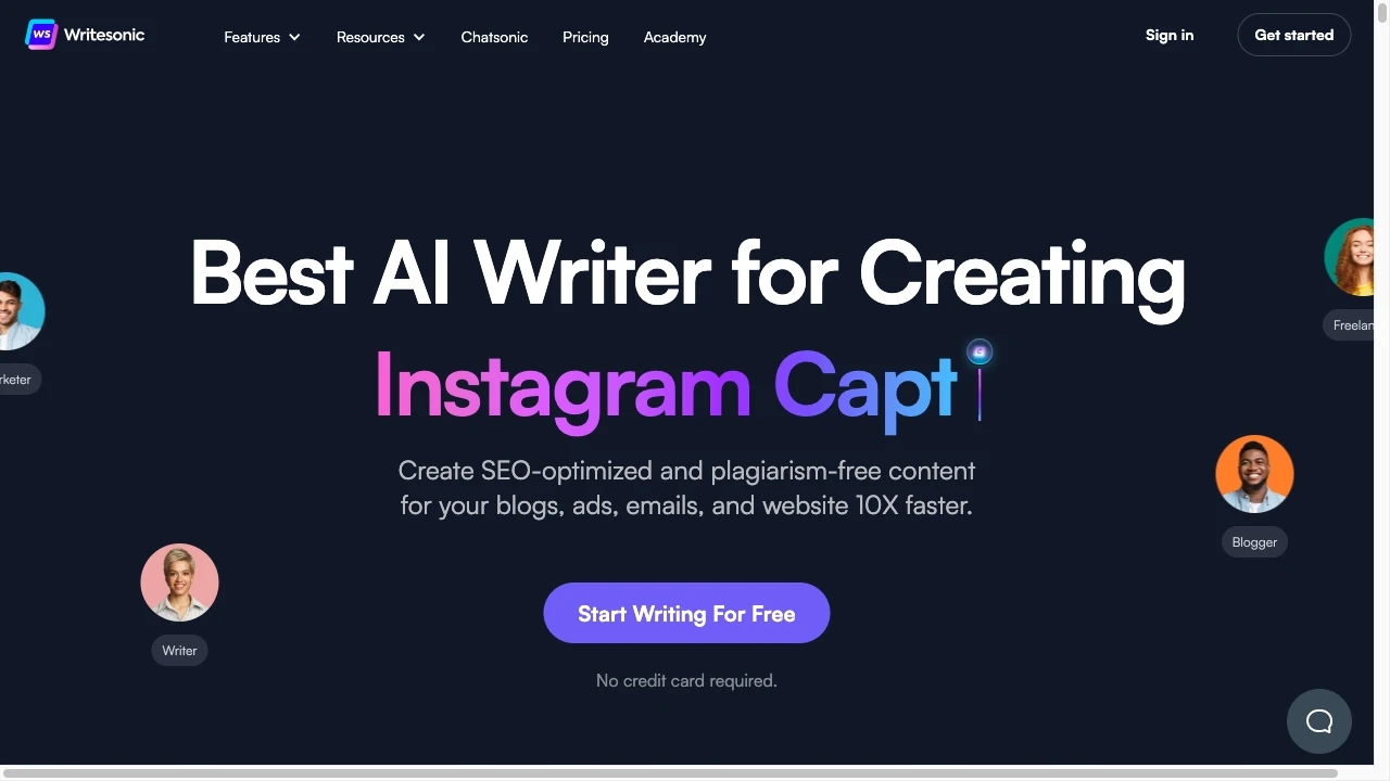 Writesonic - Best AI Writer, Copywriting & Paraphrasing Tool website preview