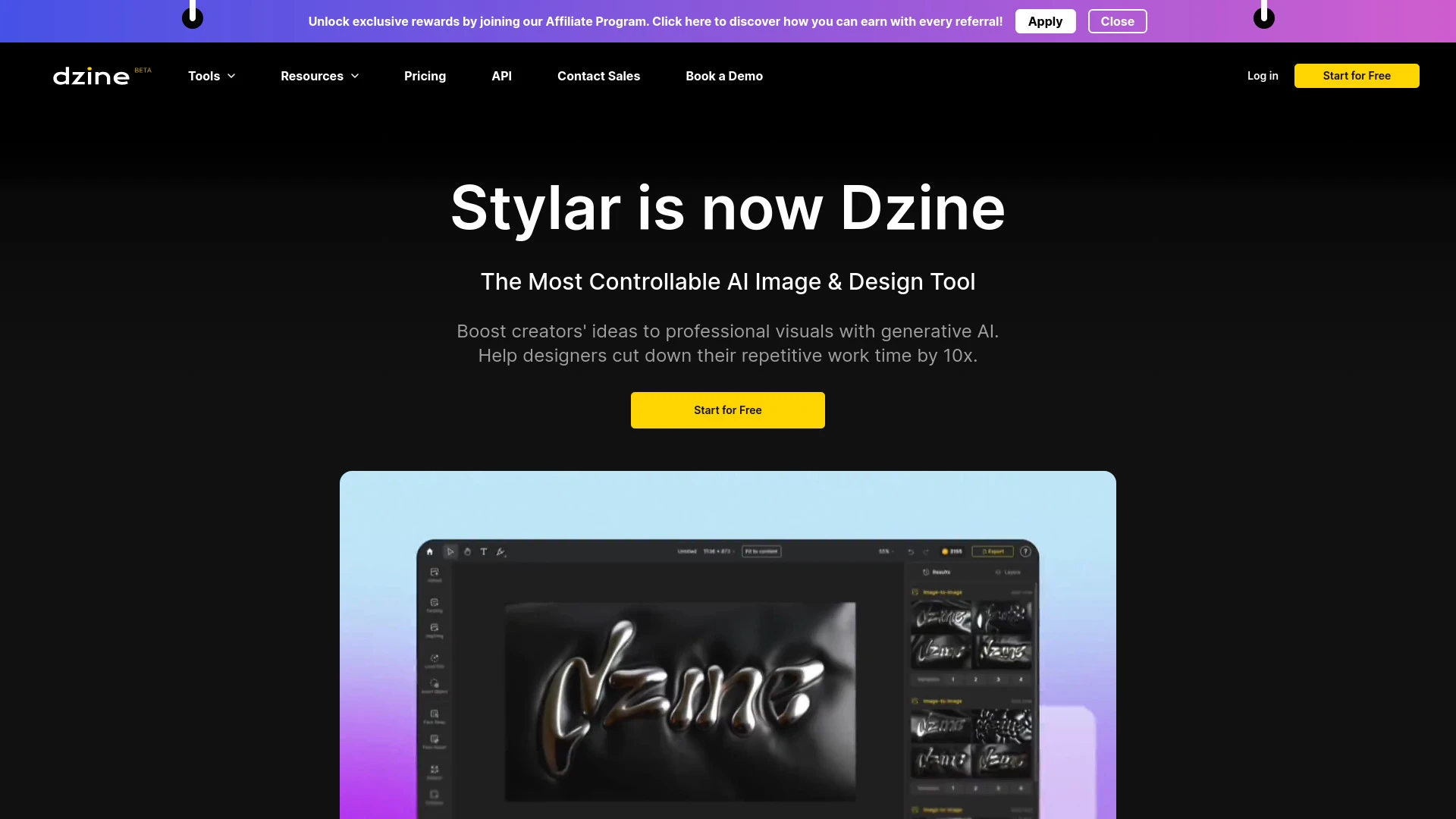 Dzine website preview