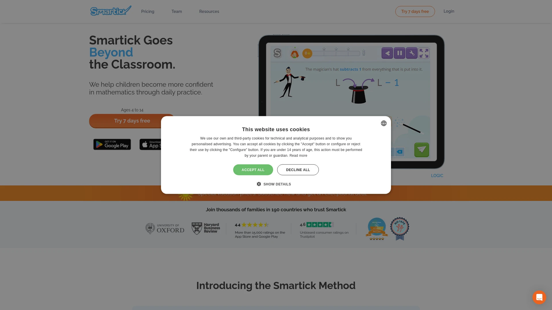 Smartick | Online Elementary Math For Children website preview