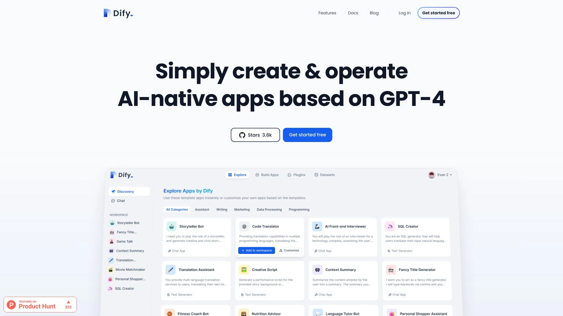 Dify website preview