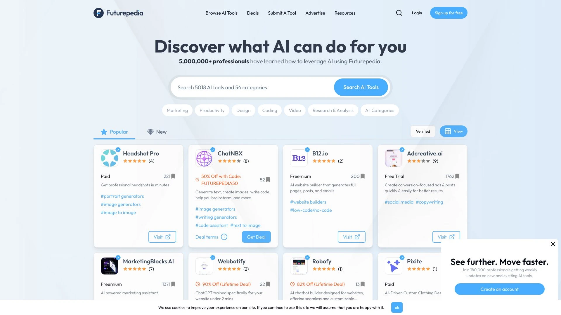 Futurepedia - Find The Best AI Tools & Software website preview