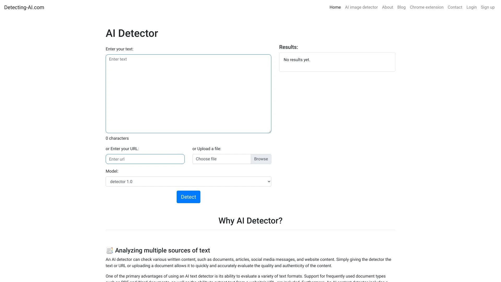 Detecting-AI.com website preview