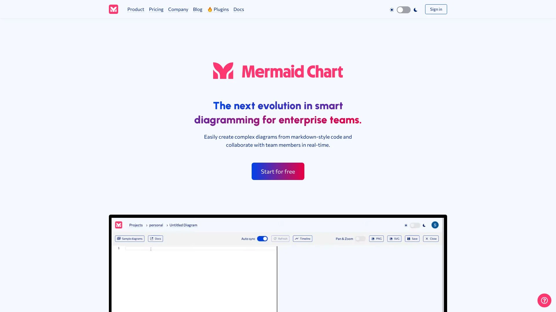 Mermaid Chart website preview