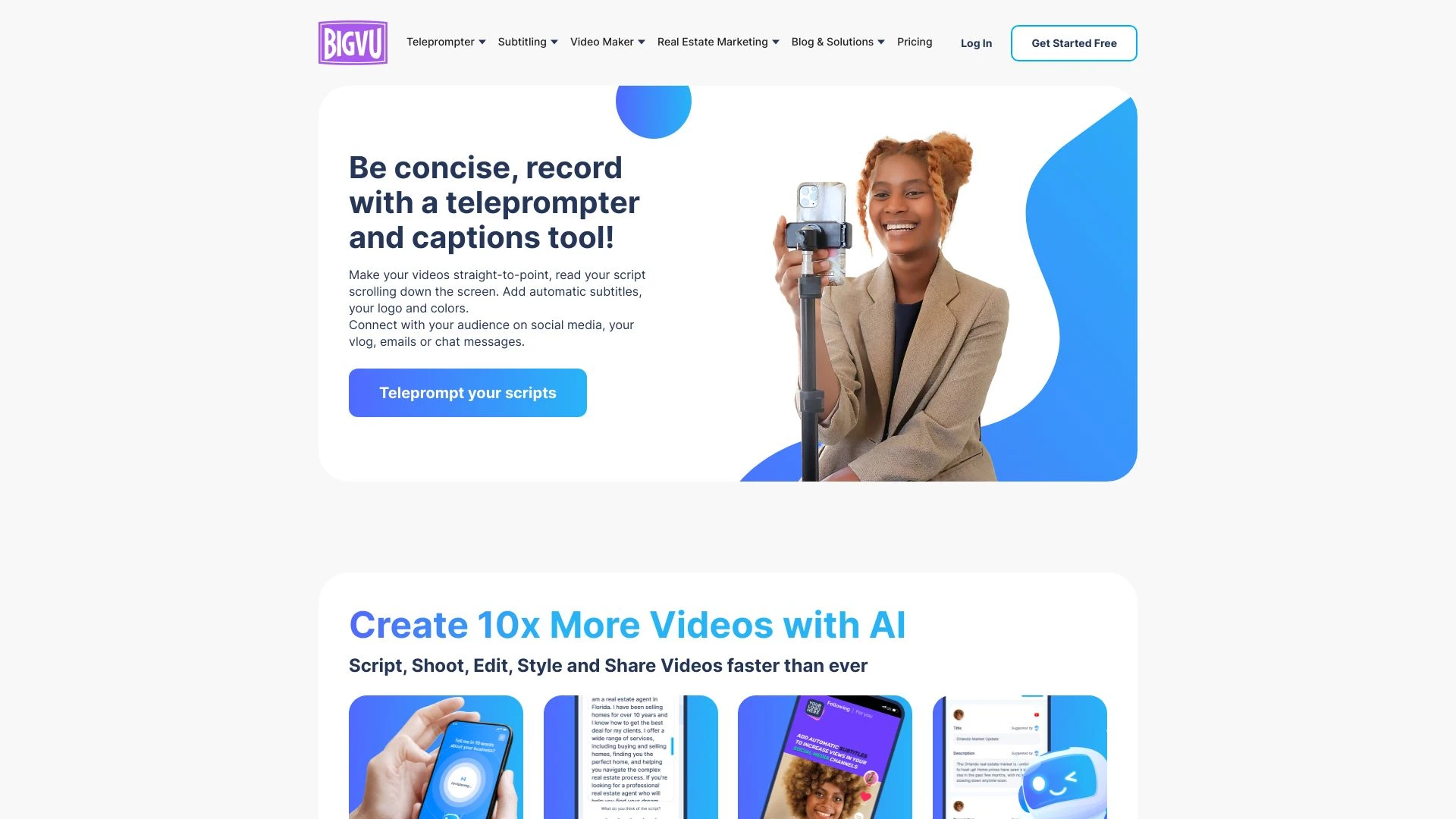 BIGVU Website website preview