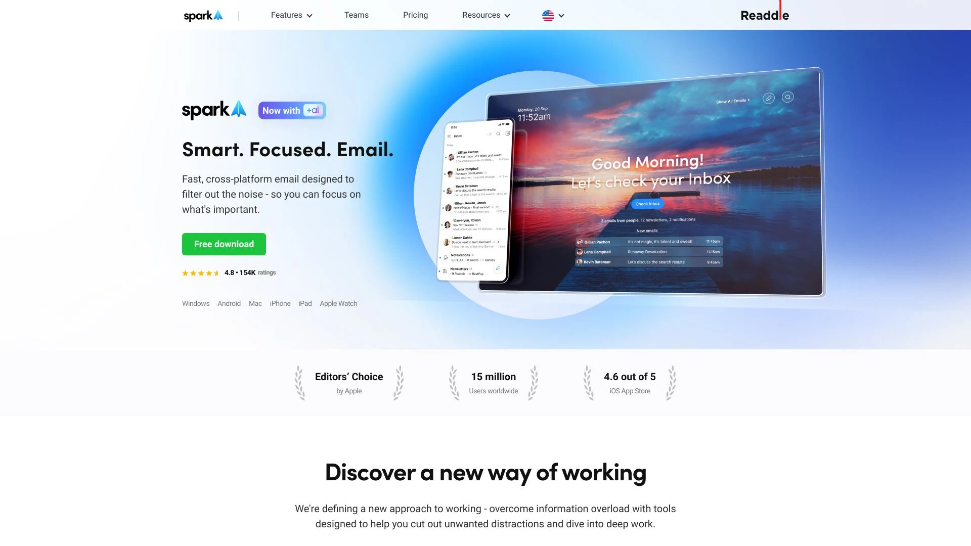 Spark Mail website preview